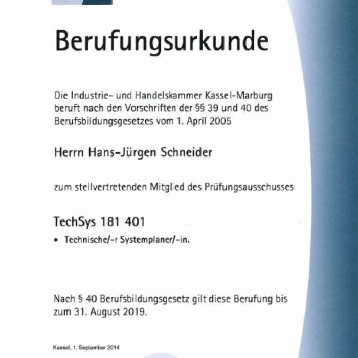 01.09.2014: Berufungsurkunde TechSys 181401